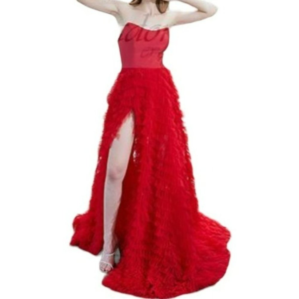 J'Adore Corset Strapless Tulle Gown Red Size Small NWT